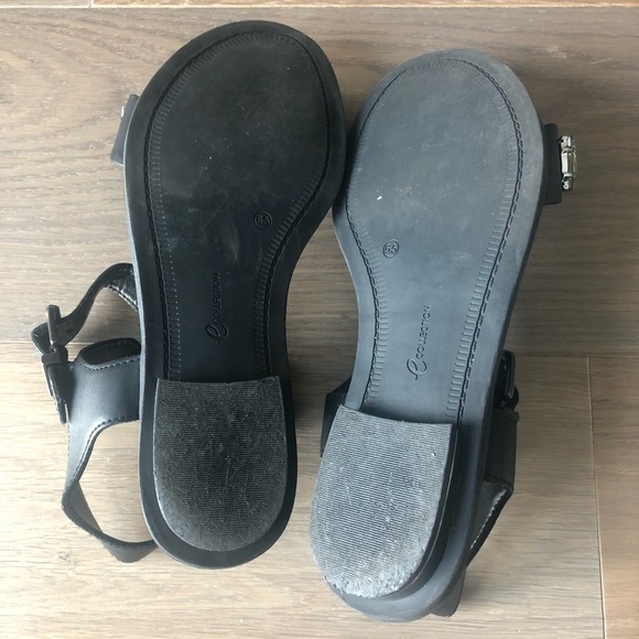 CE collection black sandals gems shiny size 6.5 cute chic walking shoes - Picture 7 of 7